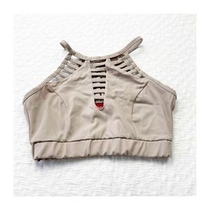 Buy 1 get 1 free Day trip xs nude tan beige sports bra caged high neck